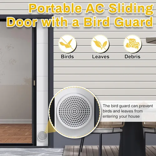 Miniatura 7 de Kit de aire acondicionado portátil para puerta corrediza, paquete de 6 rejillas de ventilación de puerta de CA, longitud máxima ajustable, kit