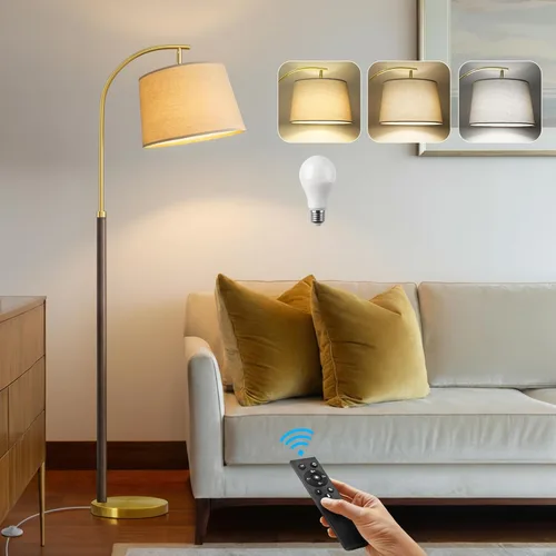Miniatura 10 de G-SAFAVA Lámparas de pie de madera real para sala de estar, dormitorio, 62.5 pulgadas, lámpara moderna de mediados de siglo, lámparas de arco alto