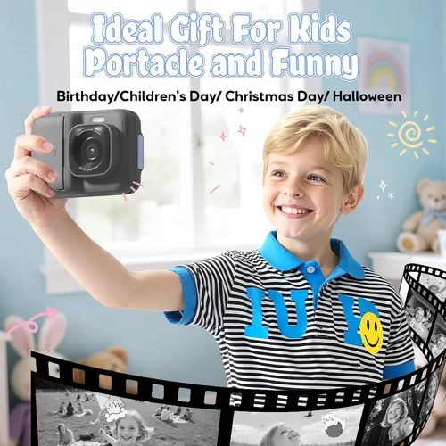Miniatura 8 de Cámara para niños, cámara de impresión digital instantánea de 1080P para niños, regalos de Navidad y cumpleaños para niñas y niños de 4, 5, 6, 7, 8