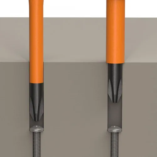 Miniatura 9 de Klein Tools 32288 Destornillador aislado, juego de destornilladores 8 en 1 con cuchillas intercambiables, 3 Phillips, 3 puntas ranuradas y 2 puntas