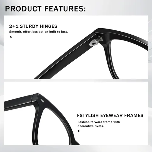 Miniatura 6 de Kimorn - Gafas de luz azul extragrandes para mujeres y hombres, anteojos para computadora con armazón cuadrado, antifatiga visual y protección UV
