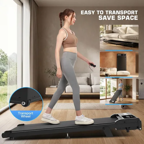 Miniatura 8 de Almohadilla para caminar debajo del escritorio para oficina en casa, cinta de correr portátil de 2.5 HP con capacidad de 300 libras, máquina Negro