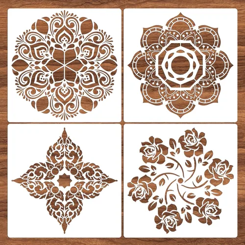 Miniatura 13 de 3 plantillas de mandala de patrón extra grandes, plantillas reutilizables de pintura de puntos de mandala, plantillas de pintura en aerosol floral