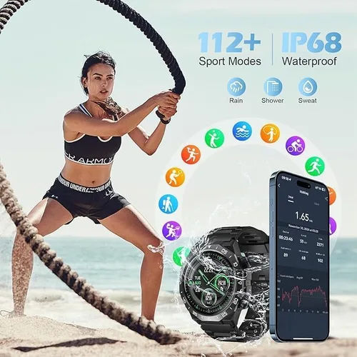 Miniatura 4 de Reloj inteligente para hombres y mujeres, reloj inteligente HD de 1.39 pulgadas con más de 112 modos deportivos, frecuencia cardíaca, monitor