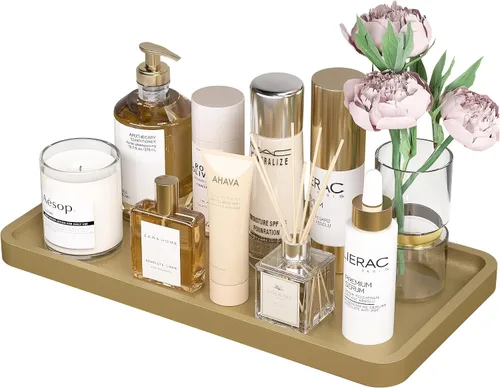 Miniatura 18 de Weenson Bandeja de tocador de baño para encimera, artículos de tocador, decoración de maquillaje, velas de perfume, bandeja de cocina para Blanco