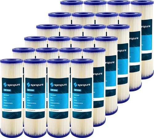SpiroPure SP-R30 10x2.5 Cartucho de filtro de agua de sedimento de poliéster plisado de 30 micrones SPC-25-1030 R30 155017-43 (caja de 24)