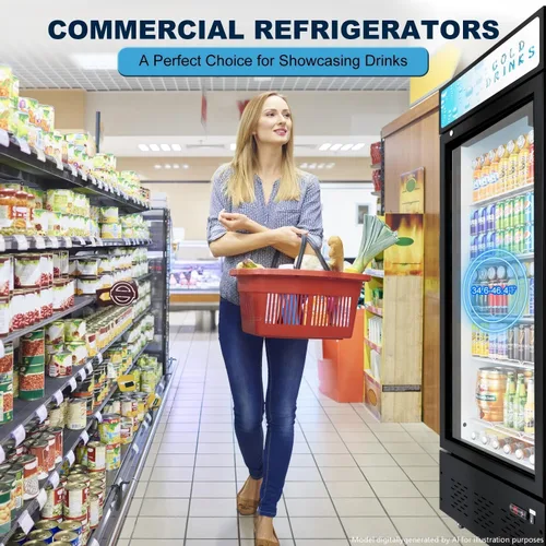 Miniatura 6 de Refrigeradores comerciales de bebidas Refrigerador de puerta de cristal Puerta de visualización vertical con estantes ajustables
