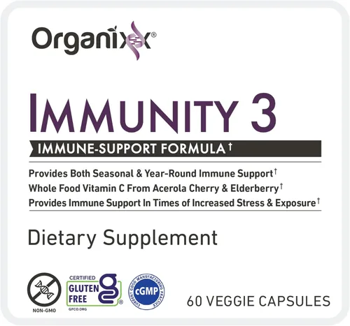 Miniatura 3 de Organixx Suplemento de apoyo inmunológico Immunity 3 – Vitamina C, zinc, saúco – Defensa inmunológica de alimentos integrales para adultos y niños