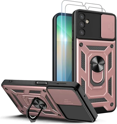 Miniatura 23 de Funda para teléfono Galaxy A06 4G: con protector de pantalla de 2 piezas, cubierta deslizante para cámara y soporte multiángulo para Samsung Galaxy