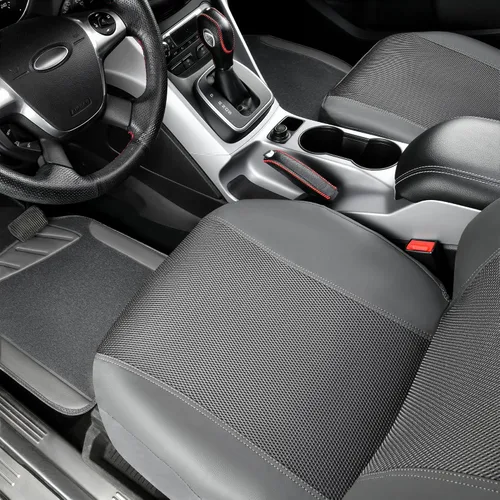 Miniatura 3 de CAR PASS Juego completo de fundas de asiento de automóvil de malla de aire 3D y 4 alfombrillas impermeables para piso de automóvil con esponja Gris
