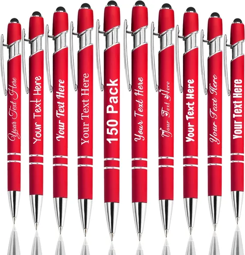 Miniatura 30 de Hasta 300 bolígrafos personalizados a granel con nombre personalizado con grabado gratis, puntas de lápiz capacitivo grabado, bolígrafo