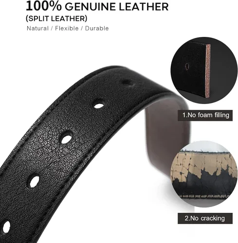 Miniatura 4 de OUKUPA Cinturones reversibles para hombres cinturones de cuero genuino negro marrón pantalones de mezclilla clásicos de negocios hebilla con caja