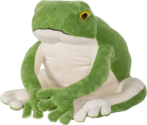 BRINJOY Rana gigante de peluche, rana verde de felpa grande de 28 pulgadas con imán, calcomanías de Navidad, rana realista de peluche grande,