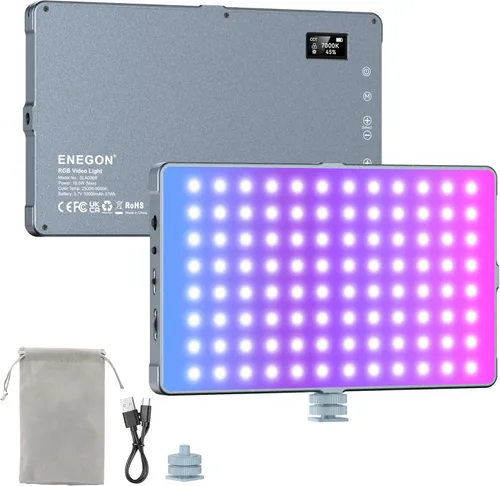 Miniatura 9 de ENEGON Luz de vídeo LED recargable de montaje bicolor de 4000mAh con mini panel para cámaras DSLR profesionales Iluminación para foto y video