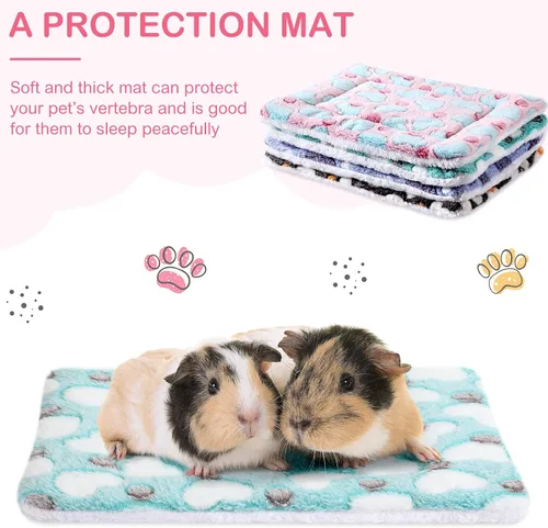 Miniatura 5 de Tuanse Paquete de 4 alfombrillas de cama de conejillo de indias, ropa de cama de conejo para todas las estaciones, almohadilla de cama de forro