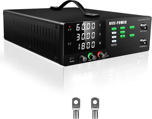 Miniatura 12 de NICE-POWER Fuente de alimentación de CC variable, fuente de alimentación de banco de alta potencia de 60 V 10 A 600 W con perilla de codificador e
