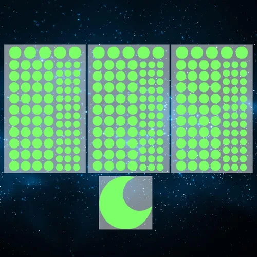 Miniatura 3 de Calcomanías de pared de estrellas y luna que brillan en la oscuridad, 252 puntos en 3 tamaños para techo/paredes, perfecto para regalo de cumpleaños