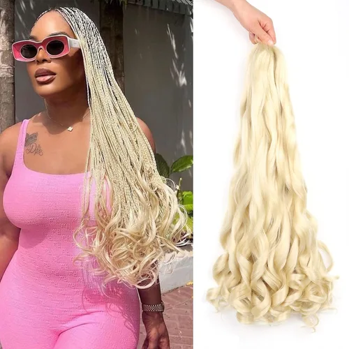 Miniatura 80 de Cabello rizado francés trenzado de 10 pulgadas, color 4, cabello rizado preestirado, 8 paquetes de trenzas de ganchillo de rizo francés para trenzas