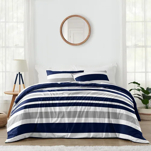 Miniatura 14 de Sweet Jojo Designs Juego de edredón individual de 2 piezas (rayas modernas) para niños o niñas, adolescentes, ropa de cama para niños, cama en una