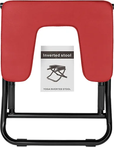 Miniatura 6 de Banco de inversión de yoga, banco plegable de yoga con almohadillas de poliuretano, soporte de cabeza, silla al revés para entrenamiento de Rojo