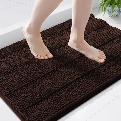 Miniatura 193 de Grandaily Alfombras de baño de felpilla a rayas de 24 x 16 pulgadas, extra gruesas y suaves, absorbentes, parte trasera de goma, alfombra de ducha