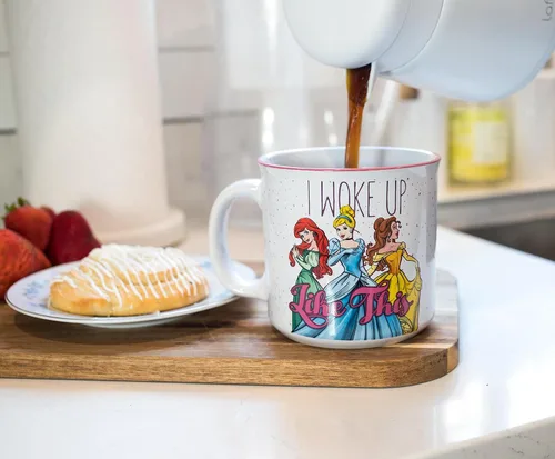 Miniatura 2 de Silver Buffalo Disney Princess I Woke Up Like This - Taza de cerámica con Ariel, Cenicienta y Belle, 20 onzas
