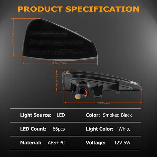 Miniatura 5 de Gempro Luces LED de señalización lateral delantera para Dodge Charger 2006 2007 2008 2009 2010, lámparas de señal de giro de esquina, 2 piezas LED