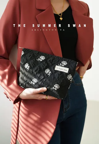 Miniatura 2 de The Summer Swan Bolsa de maquillaje estética grande Bolsa de maquillaje floral Embrague de medio día Bolsa de kit de período Bolsa