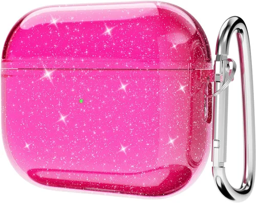Miniatura 33 de Svanove Funda para Airpods Transparente con Purpurina, Funda Brillante y Bonita para Airpods de 1ª y 2ª Generación con Llavero, Carcasa Rígida