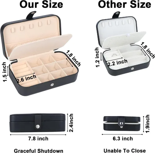 Miniatura 4 de MFXIP Joyero de viaje, pequeño joyero, caja organizadora de joyas de viaje para mujeres y niñas, estuche de joyería pequeño portátil para aretes