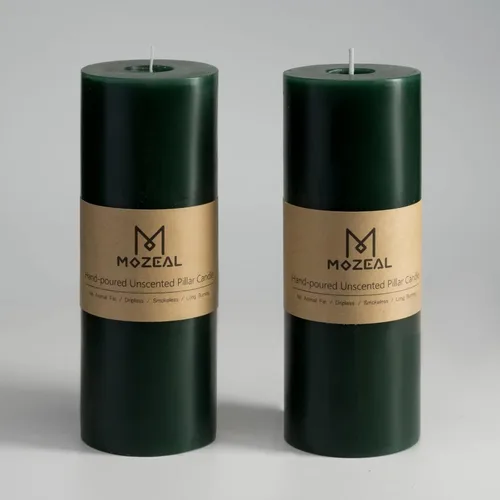 Miniatura 81 de MOZEAL Velas grandes sin perfume vertidas a mano de 3 x 8 pulgadas, sin humo, juego de 2, combustión lenta, sin goteo, aproximadamente 150 horas