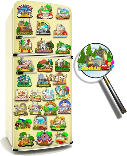 Miniatura 4 de Imán de Irán Teherán para nevera de madera 3D, monumentos de viaje, coleccionables, recuerdos, decoración hecha a mano -662