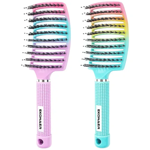 2 unidades de cepillo desenredante que elimina los nudos sin dolor, añade brillo y suaviza el cabello, cepillo desenredante de cerdas de jabalí para
