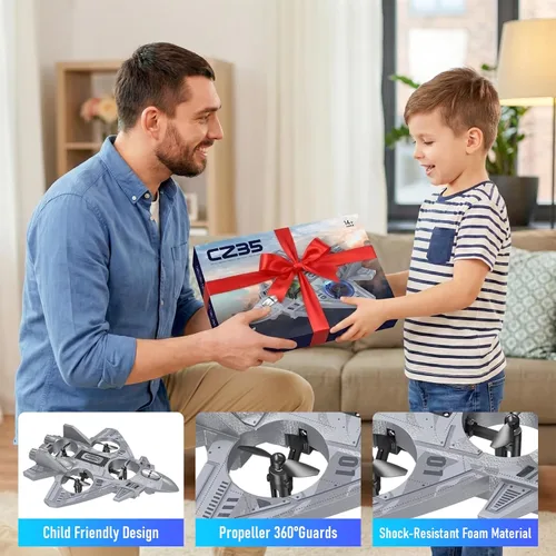 Miniatura 7 de Avión de control remoto RC Drone para niños a partir de 8 años, aviones RC de espuma para adultos y niños, juguete de avión de combate con luces