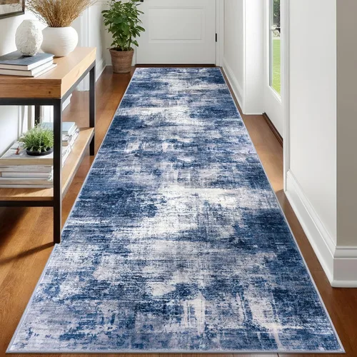 Miniatura 220 de IOHOUZE Alfombra pequeña abstracta de 2 x 3 pies, alfombra de entrada lavable para entrada interior, alfombras con respaldo de goma, alfombra gris