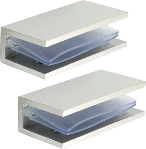 Miniatura 11 de Alise Soportes de estante de vidrio negro, abrazaderas de vidrio ajustables para ducha, soporte de abrazadera resistente, soportes de acero