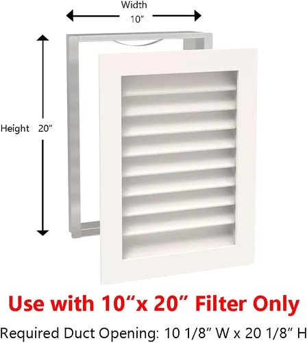 Miniatura 2 de Worth Home Products - Rejilla de retorno vertical de AC de 10 pulgadas de ancho x 20 pulgadas de alto x 3 pulgadas de profundidad para paredes