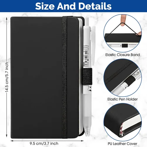 Miniatura 2 de Laumoi Paquete de 20 cuadernos de bolsillo de 3.7 x 5.7 pulgadas, tapa dura, pequeños cuadernos de bolsillo con soporte para bolígrafo, cuaderno