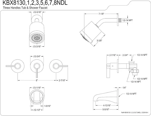 Miniatura 3 de Kingston Brass KBX8131NDL NuvoFusion - Grifo de ducha y tina de 5 pulgadas de longitud, cromo pulido