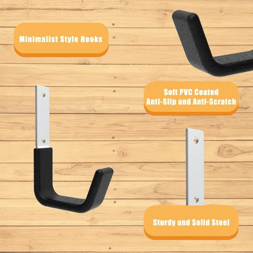 Miniatura 3 de Ganchos de utilidad resistentes para montaje en pared de almacenamiento, ganchos de pared de garaje para manguera, bicicleta, escalera, motosierra