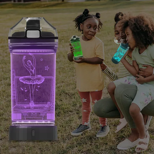 Miniatura 8 de YuanDian Botella de agua para niños con luz LED 3D - 14 onzas Tritan libre de BPA ecológica - 7 colores luz tazas de bebida geniales, regalo