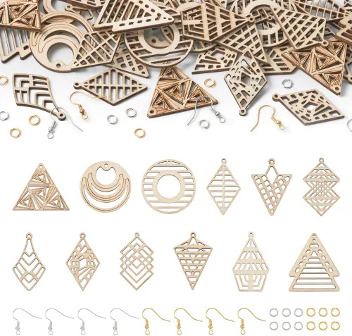Miniatura 10 de Juego de 20 piezas de aretes de bola deportiva para fútbol, baloncesto, rugby, dijes de madera, 5 estilos, aretes de bola deportiva con ganchos