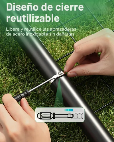 Miniatura 5 de Kit de pistola de sujeción de cables de acero inoxidable 304 resistente con 11.8 pulgadas, 110 bridas de metal - Resistente a los rayos UV y a