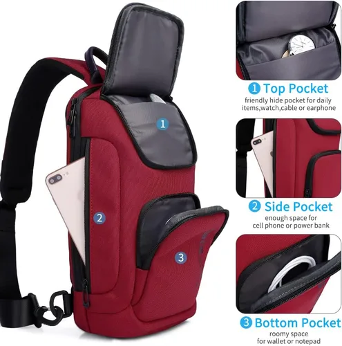 Miniatura 3 de BANGE Sling Bag, Waterproof Men's Chest Bag Shoulder bags Crossbody Sling Backpack for Men