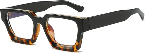Miniatura 8 de LJCZKA Gafas cuadradas con bloqueo de luz azul para mujeres y hombres, marco grueso, anteojos para juegos de computadora, anteojos antifatiga ocular