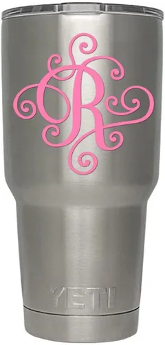 Miniatura 38 de Monogram - Calcomanía troquelada/vinilo adhesivo. Haga clic para opciones de color/letra. Disponible en cuatro colores y todas las letras de la A