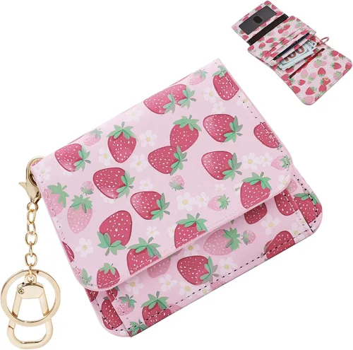 Miniatura 13 de Cartera pequeña para mujer, con bloqueo RFID, delgada y bolsillo para monedas, tarjetero plegable para tarjetas de crédito con ventana