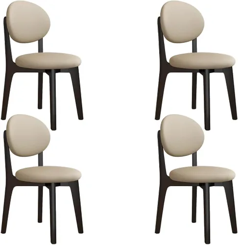 Miniatura 89 de YVYKFZD Juego de sillas de comedor, sillas de cocina de madera maciza, silla de comedor de granja con respaldo curvo, silla tapizada de cuero
