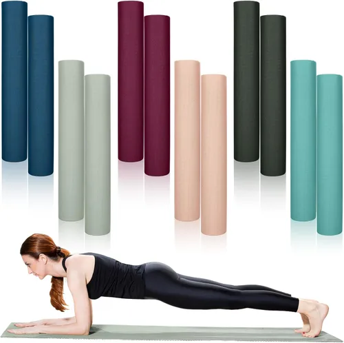 Miniatura 10 de Timgle Paquete de 12 alfombrillas de yoga a granel, 0.157 in de grosor, extra largas, antideslizantes, resistentes a desgarros, juego de ejercicios
