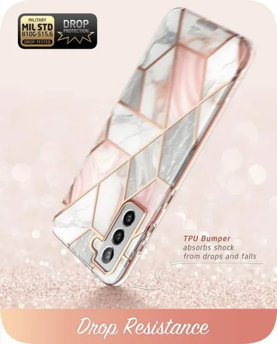 Miniatura 4 de i-Blason Cosmo Series - Funda para Samsung Galaxy S21 5G, diseño delgado y elegante, 6.2 pulgadas (mármol). Mármol rosa